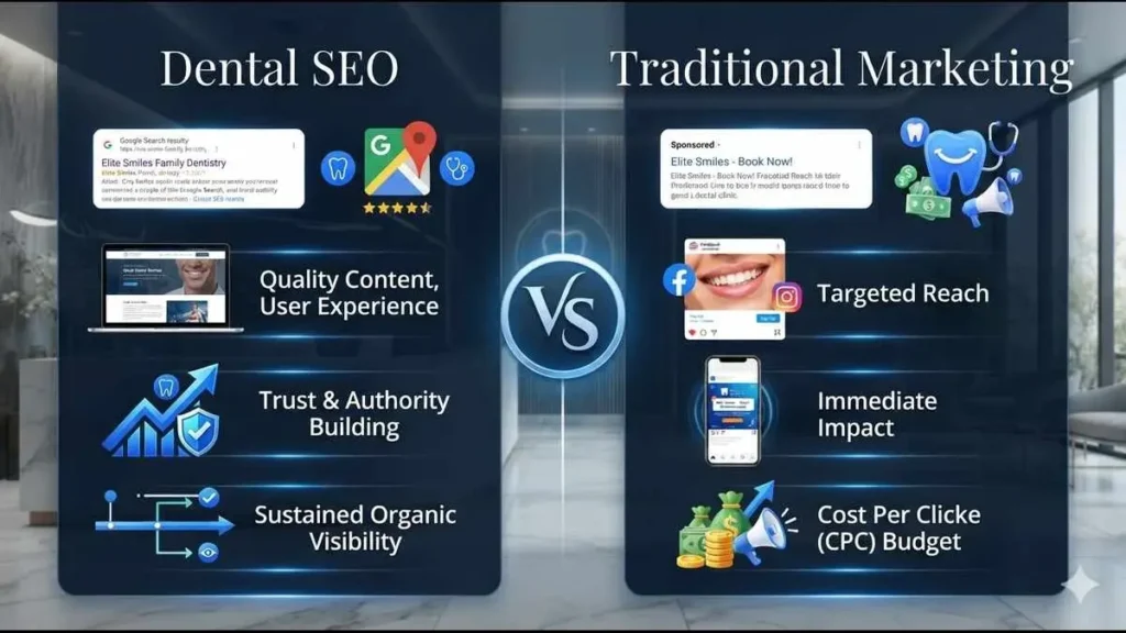 Comparison of Dental SEO and traditional digital marketing