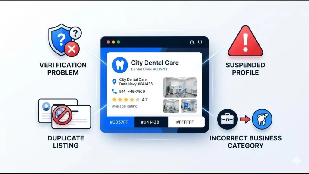 Google Business Profile problems affecting dental clinic visibility