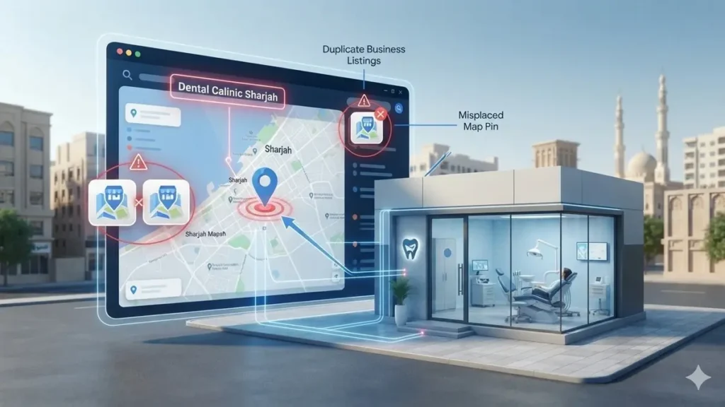 Google Business Profile mistakes affecting a Sharjah dental clinic