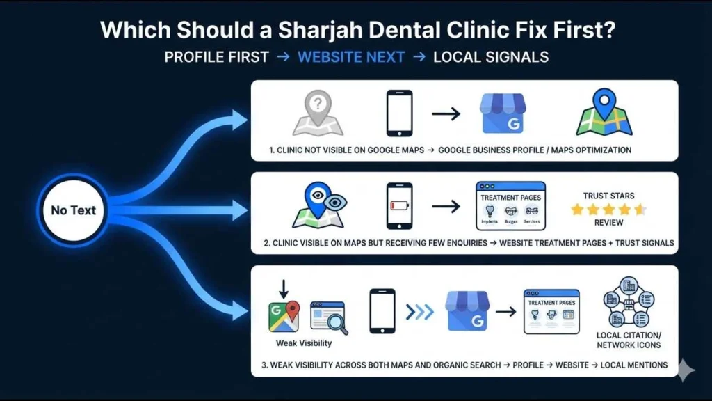 Local SEO and Google Maps SEO priority guide for a Sharjah dental clinic