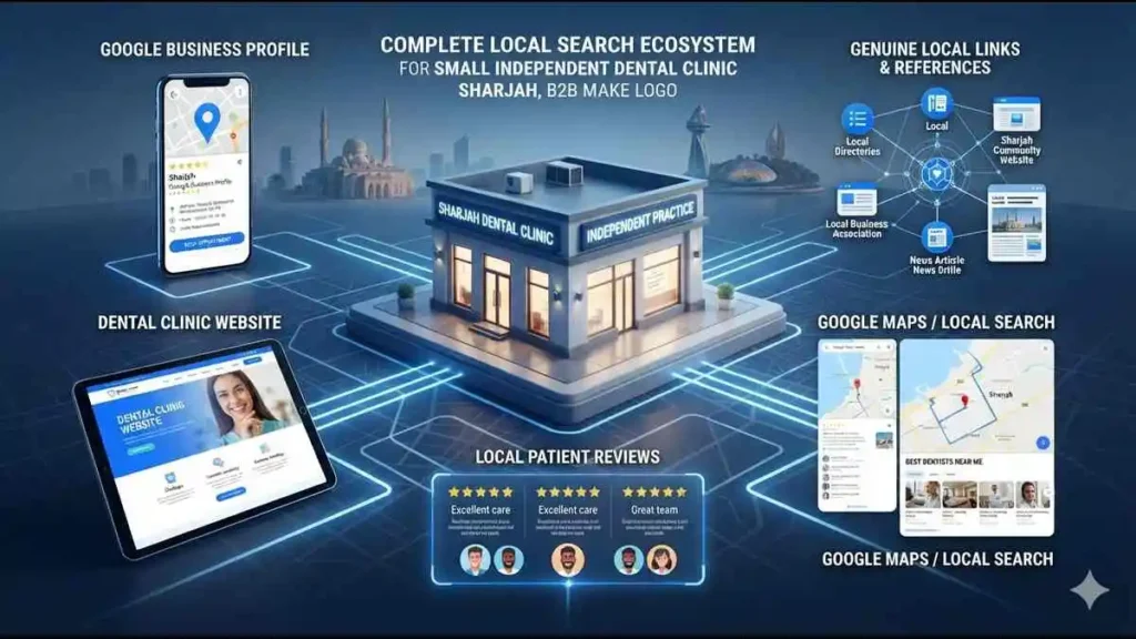 Local SEO signals working together to improve dental clinic visibility in Sharjah